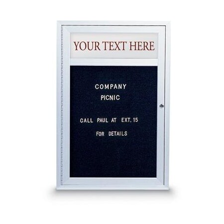 42x32 2-Door Enclosed Outdoor Letterboard,Hdr,Black Felt/White